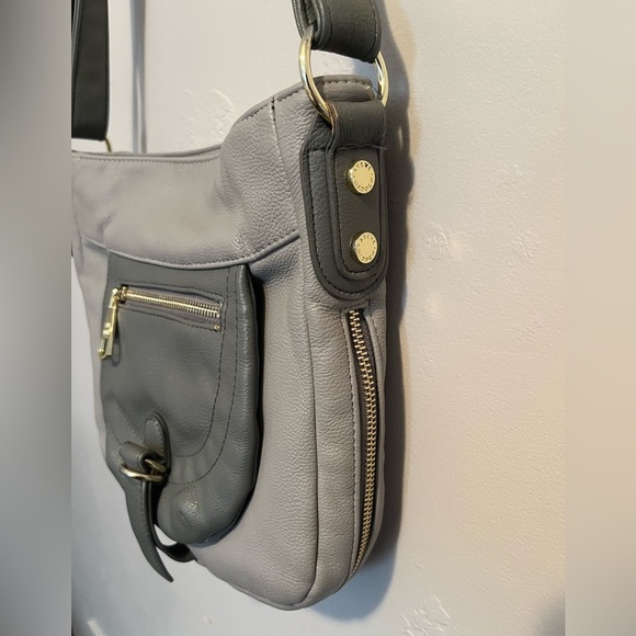Steve Madden Gray Color Block Crossbody Bag Faux Leather Purse - Picture 3 of 10